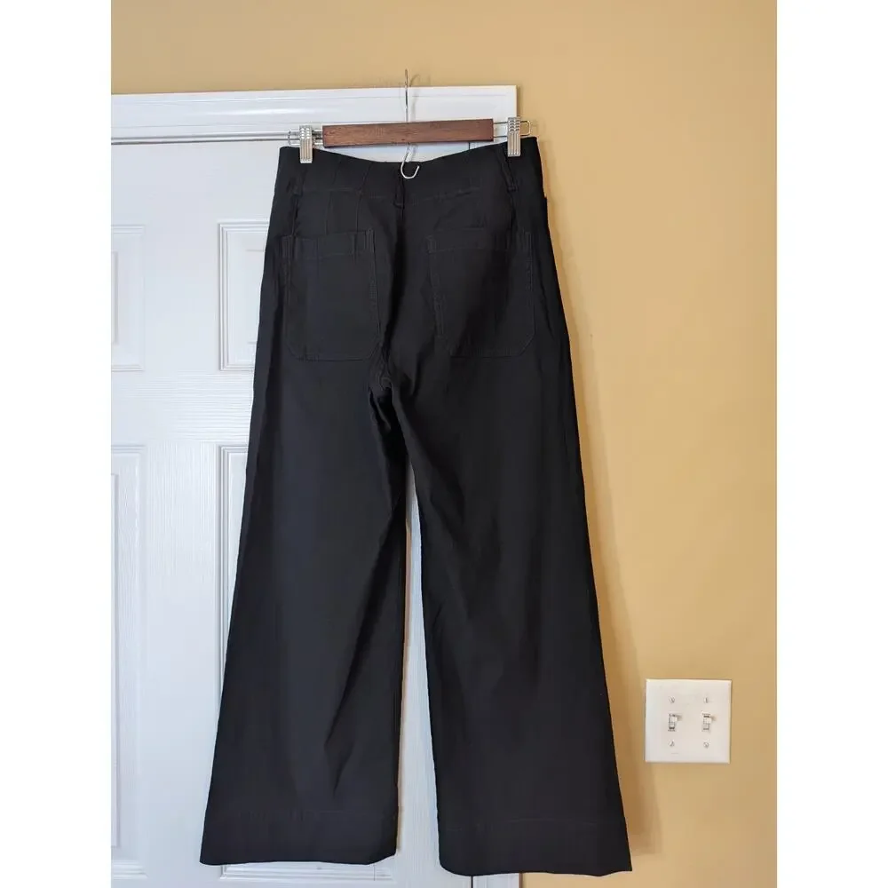 Maeve The Colette High-Rise Cropped Wide-Leg Pants Black Size 28 Minimalist - Picture 8 of 11